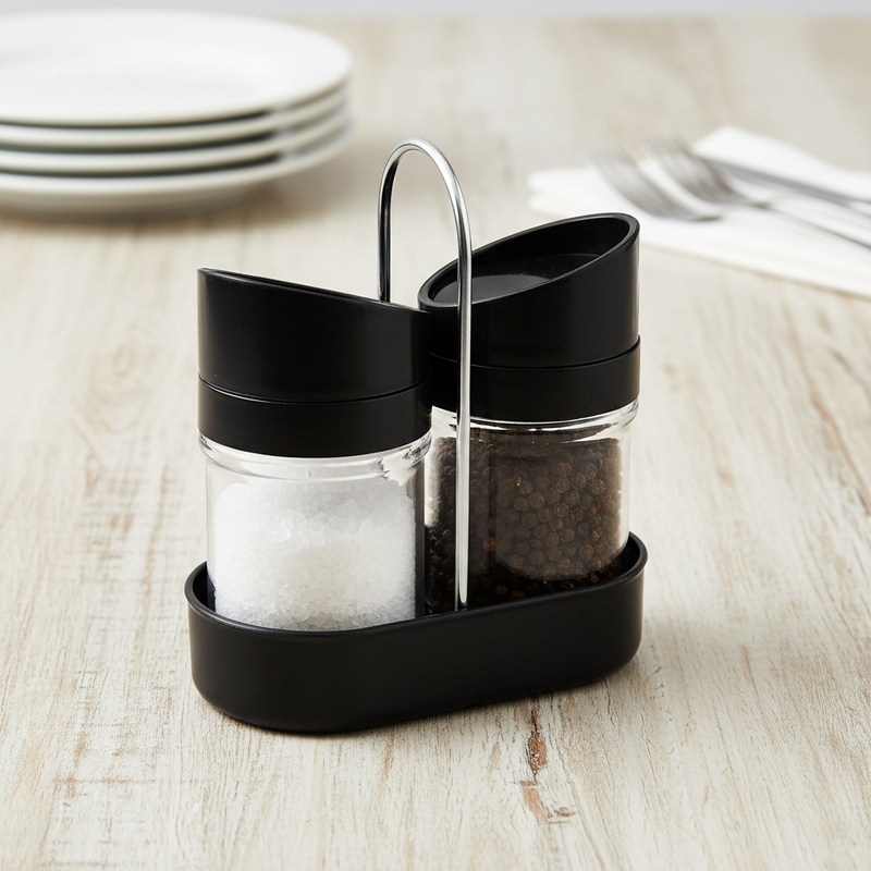 Apex Helix Salt N Pepper 2-piece Plastic Jar Set With Stand - key-ingredients